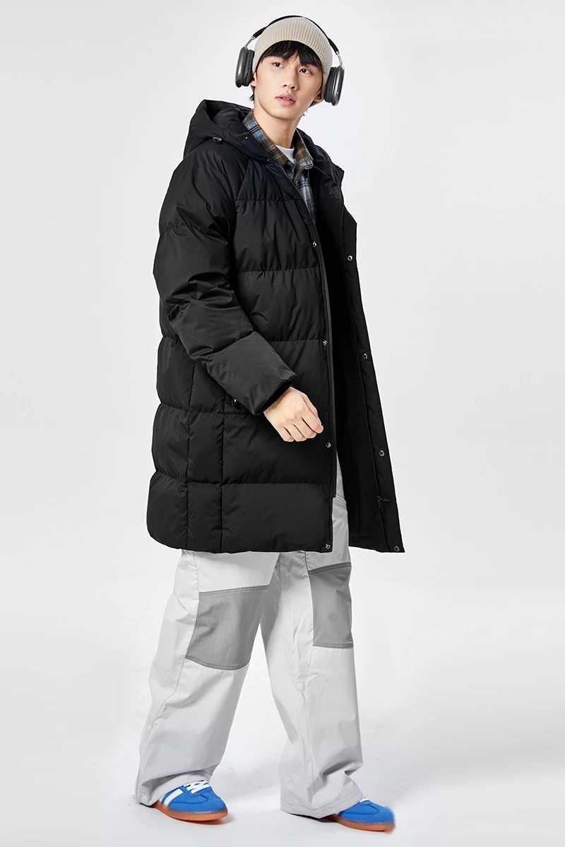 Customized winter men and women windproof and warm long cotton-padded jacket down coat. detail