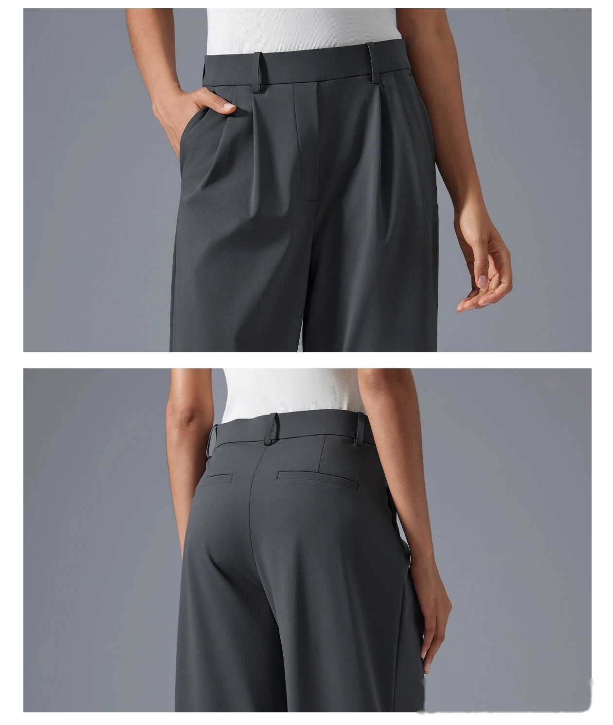 Customized women's loose wide-leg pants with high waist drape breathable straight pants sports casual pants. detail