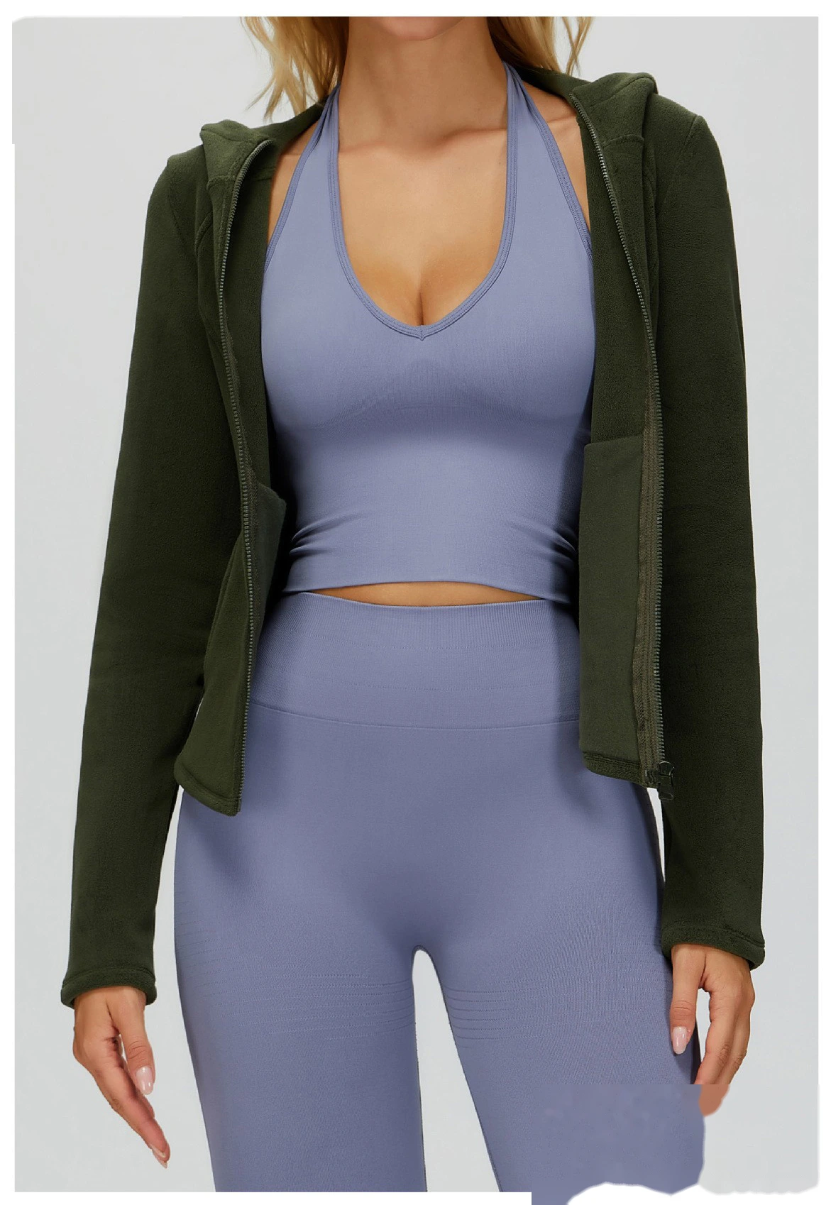 Custom Fleece-Lined Hooded Jacket: Slim-Fit Outdoor Zip Coat with Pockets for Sports & Leisure detail