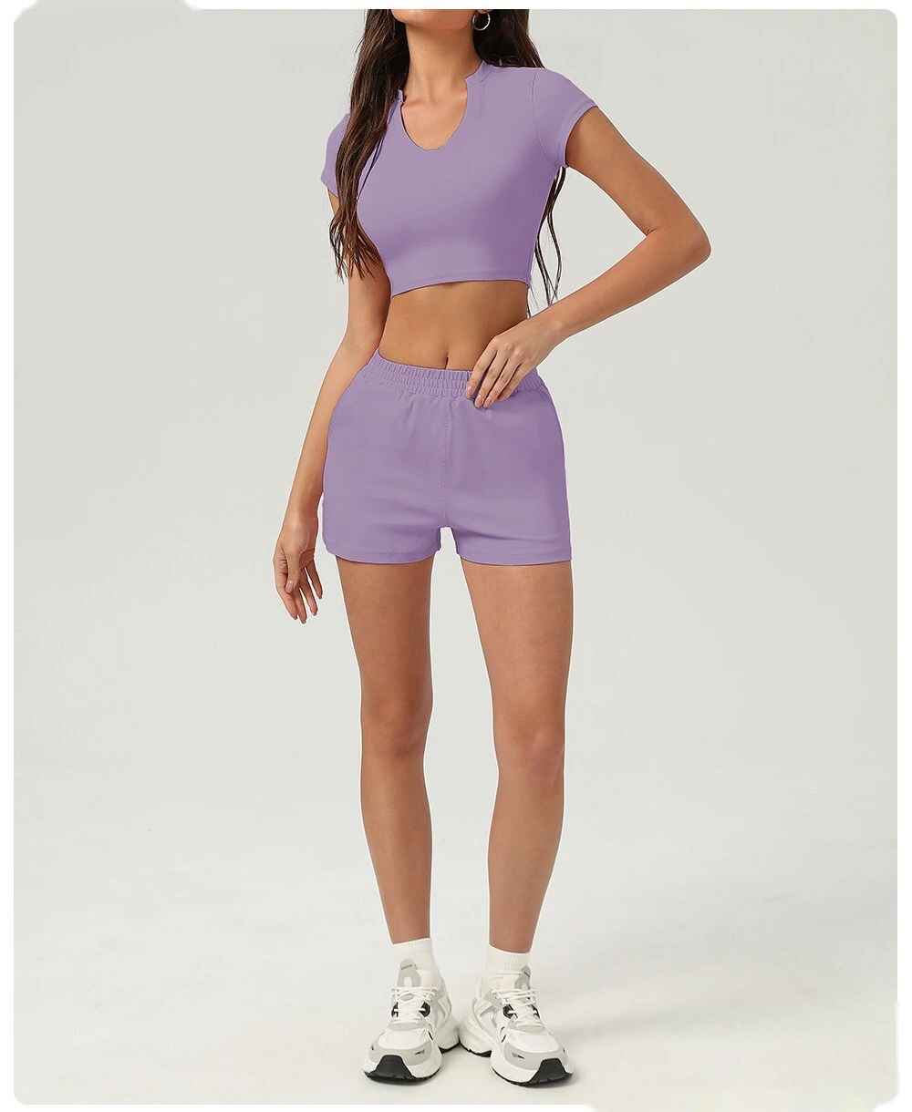 Sports and leisure high waist pocket tight shorts running sports peach hip outdoor fitness shorts female detail