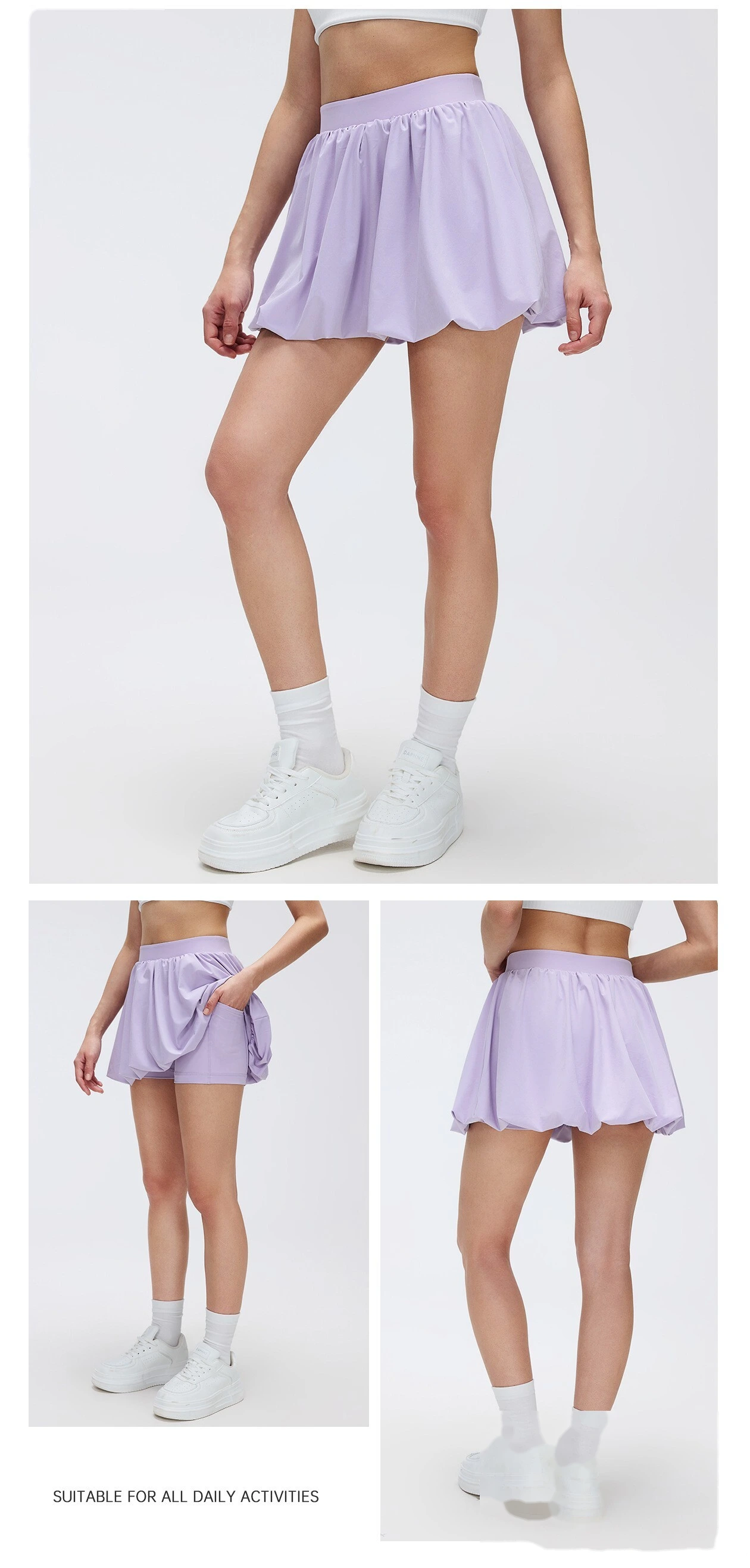 Bulk Custom Sports Flowy Skort - Women's Summer Anti-Chafe Ruffle Skirt for Outdoor Yoga Tennis Fitness detail