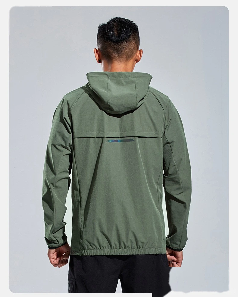 Customized sportswear men's outdoor running quick-drying fitness hooded cardigan training sports coat detail