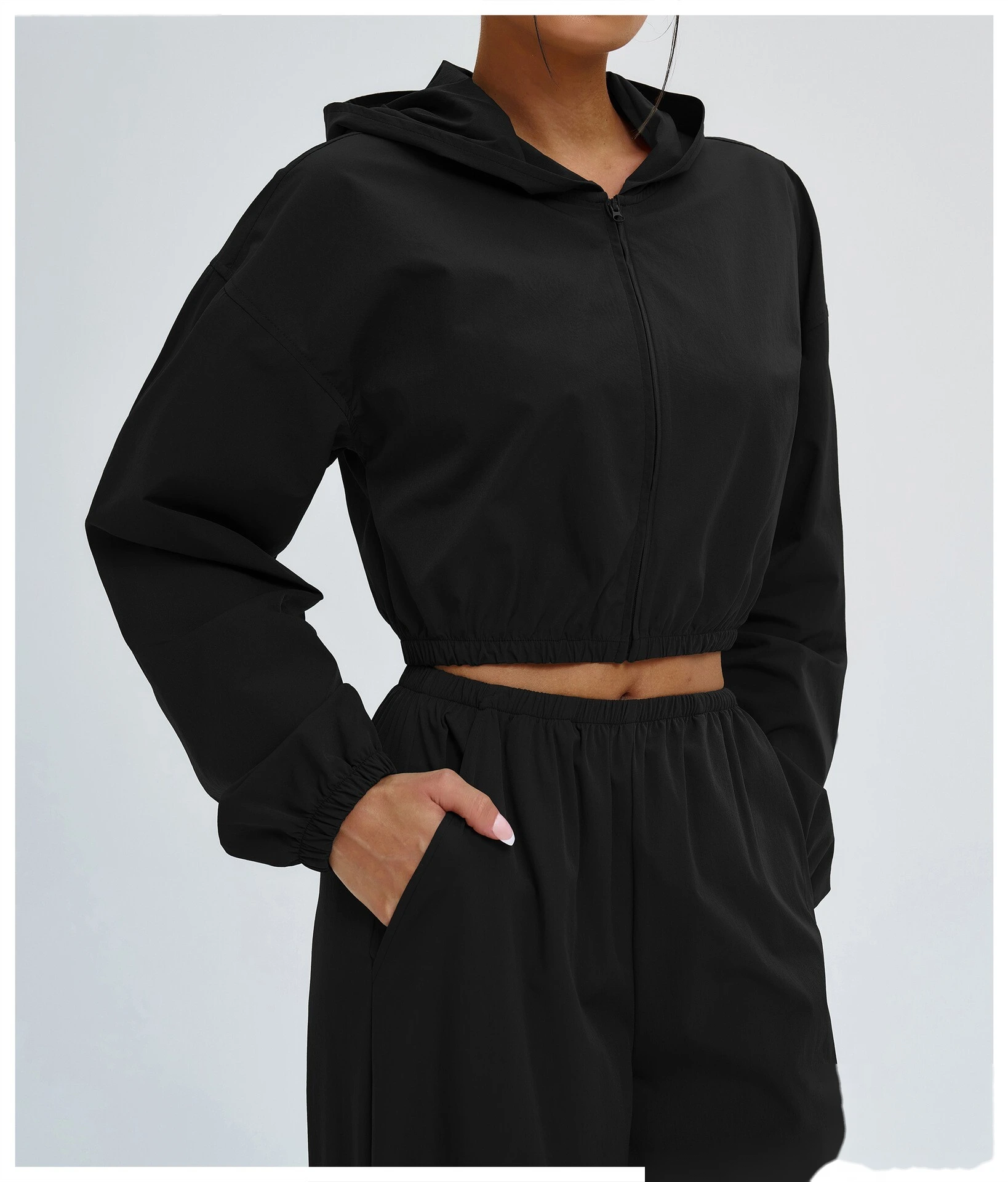 Custom Sun Protection Sports Jacket - Full-Zip Windproof Hooded Coat for Cycling & Hiking detail