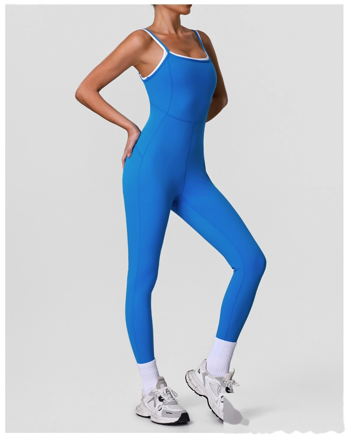 Adjustable Thin Strap Beauty Back Sleeveless Yoga Bodysuit, Women Body Shaping Sports Jumpsuit detail
