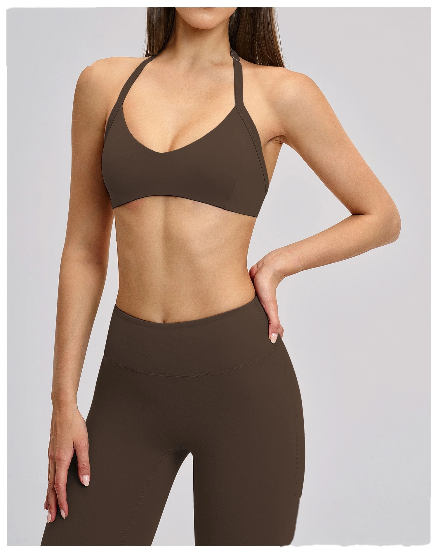 Custom Halter Neck Sports Bra Hollow Back Design Supportive Yoga Bra for Gym Workout Running detail
