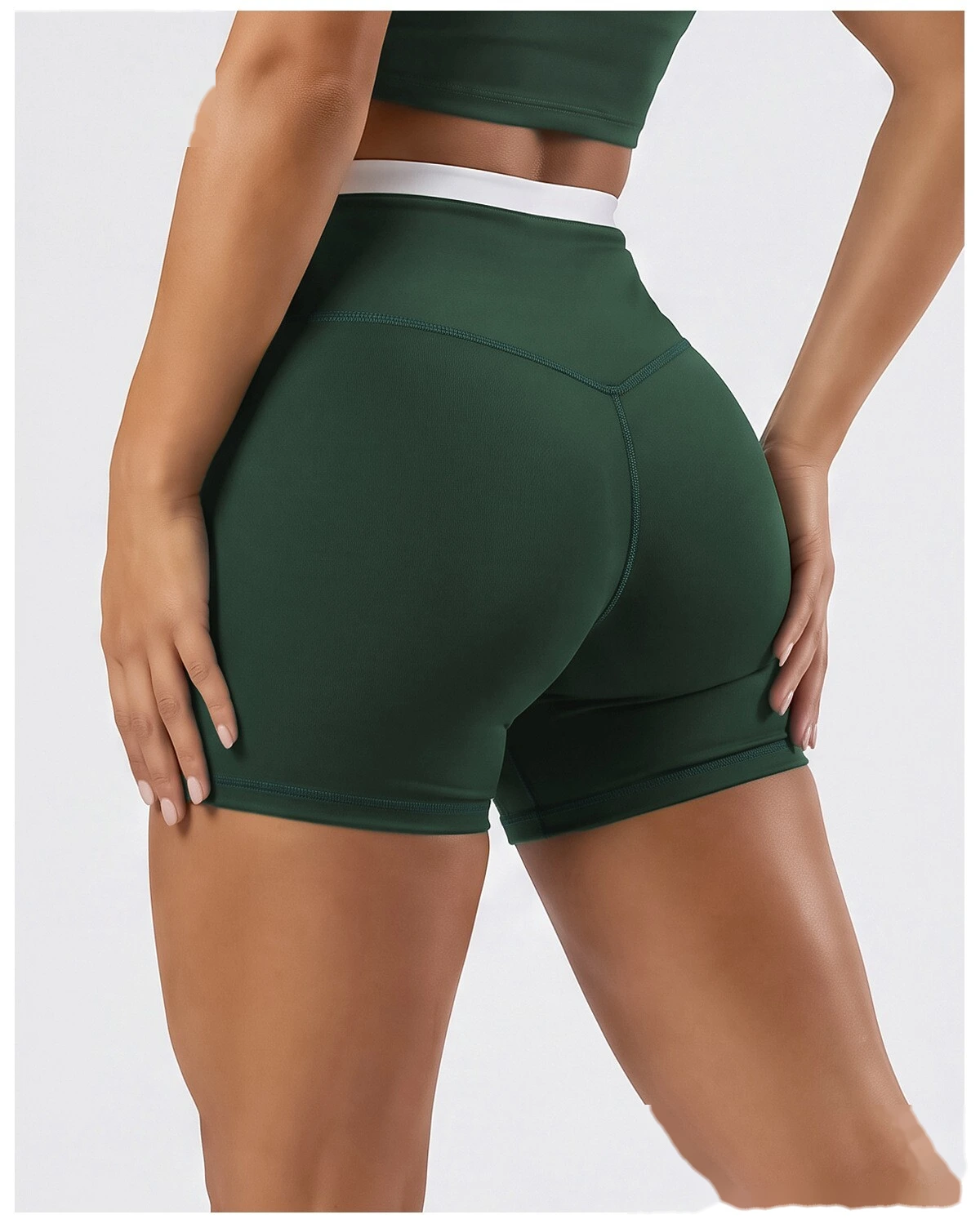 Custom Logo High Waisted Three Quarter Leggings, Stretch Slimming Athletic Shorts for Daily Workout detail