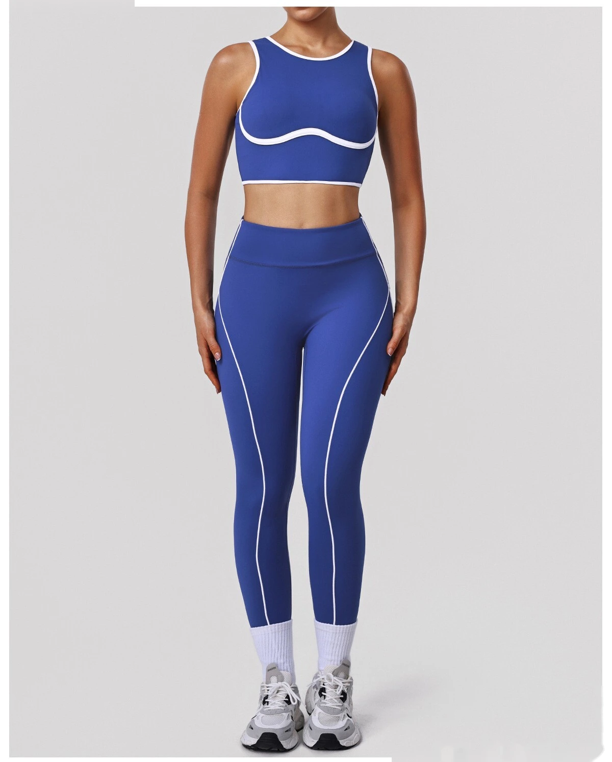 Custom Color Block Nude Feel Yoga Set - Women's High-Waisted High-Stretch Leggings for Gym Running Fitness detail