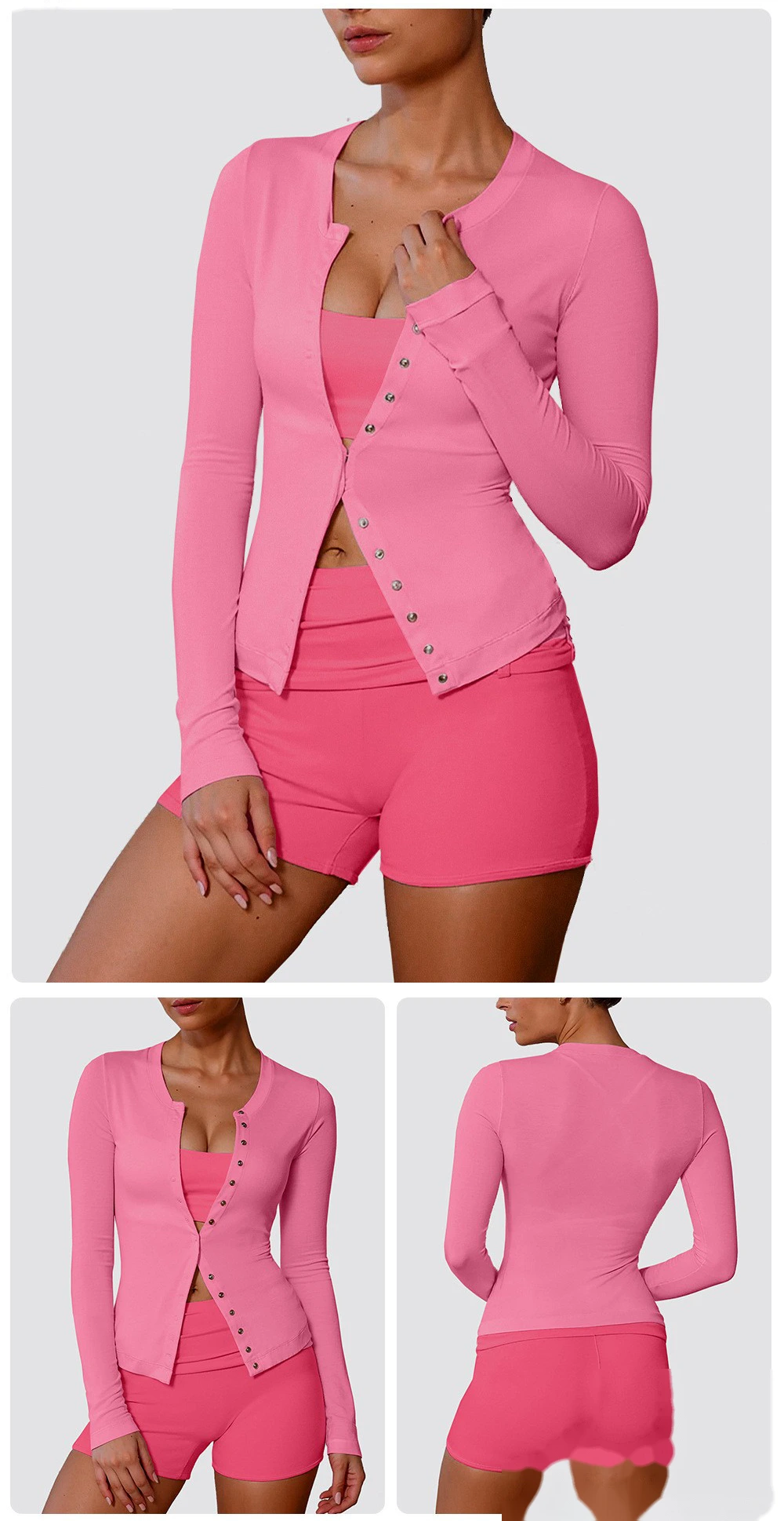 Customized ultra-thin sports long-sleeved T-shirt female high elastic slim yoga fitness coat female detail