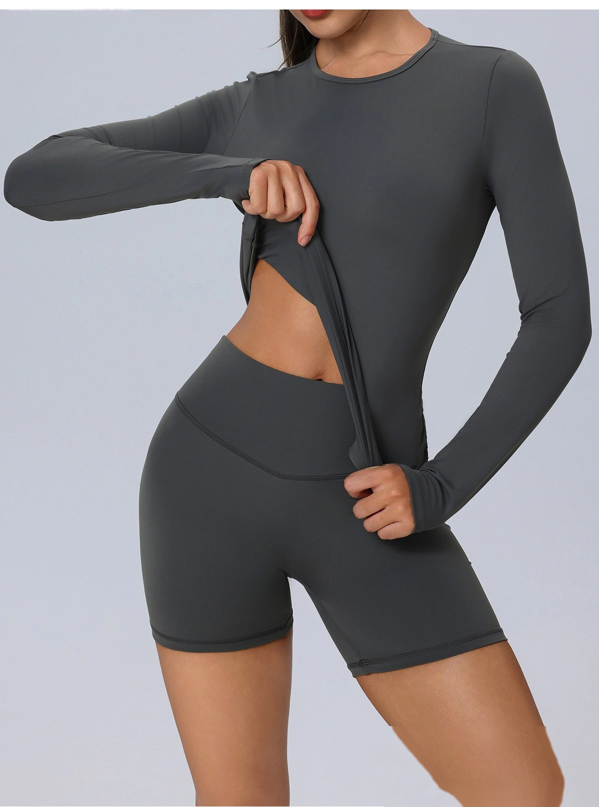 Customize tight-fitting long-sleeved yoga clothes for women's outdoor running T-shirts and elastic fitness clothes tops detail