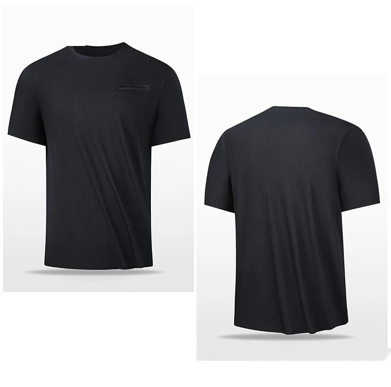 Customized ice silk cool breathable quick-drying short-sleeved T-shirt men's loose casual sports seamless top detail