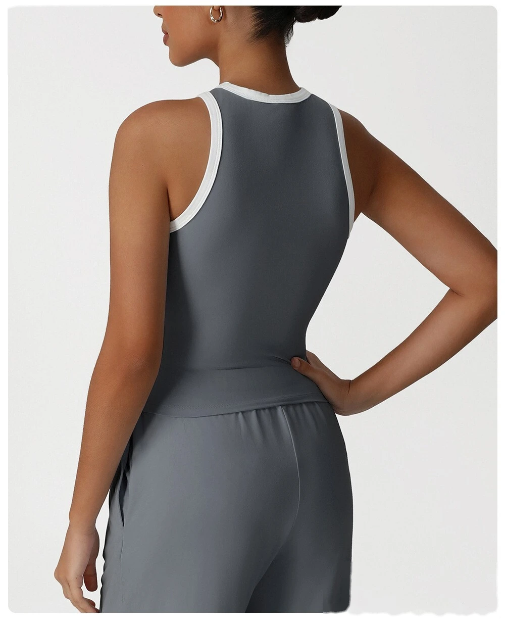 Customized high elastic slim vest running underwear new fashion contrast top fitness sports vest detail