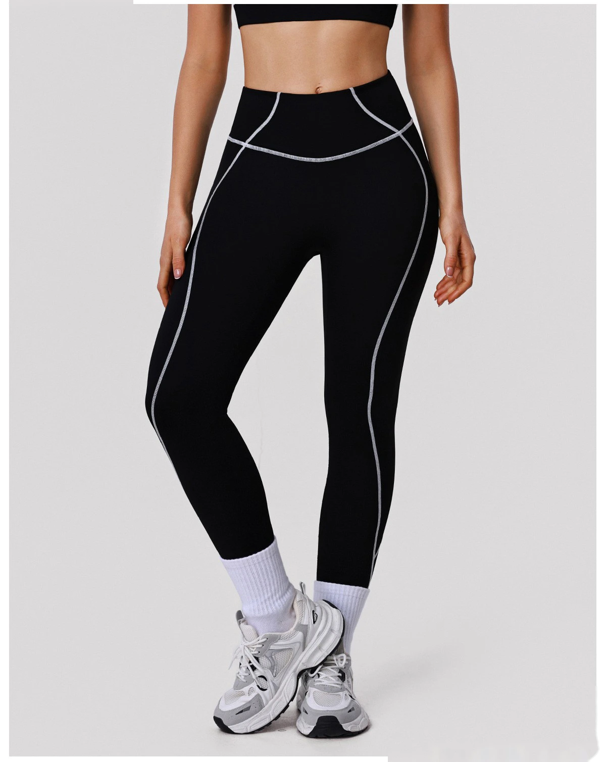 Bulk Custom Women's Yoga Leggings - High-Elastic Color Block Buttery Soft Fitness Pants detail