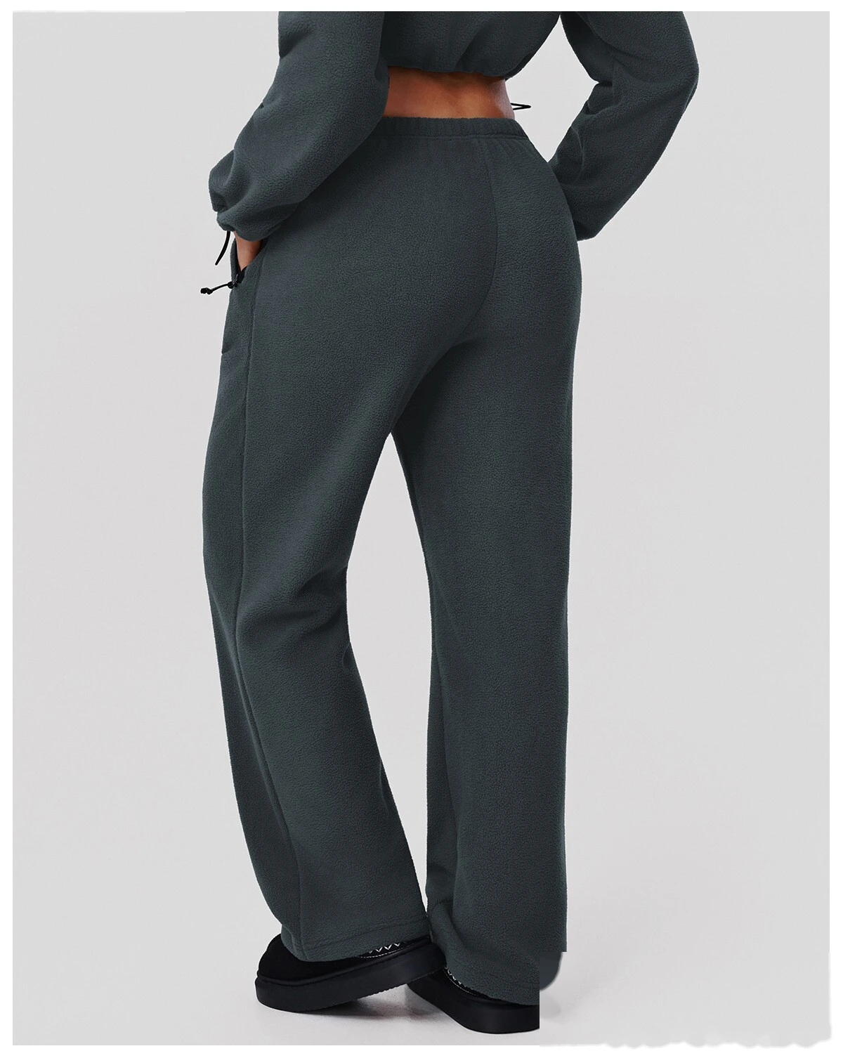 Custom Winter Warm Sweatpants - Women's Wide-Leg Slim Straight Loose Pants for Outdoor Running detail