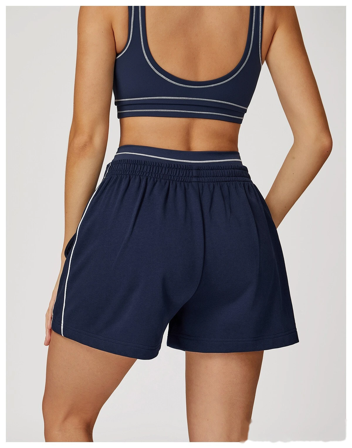 Customized contrast sports shorts, high waist, loose pocket pants, outdoor leisure and comfortable shorts. - allni detail