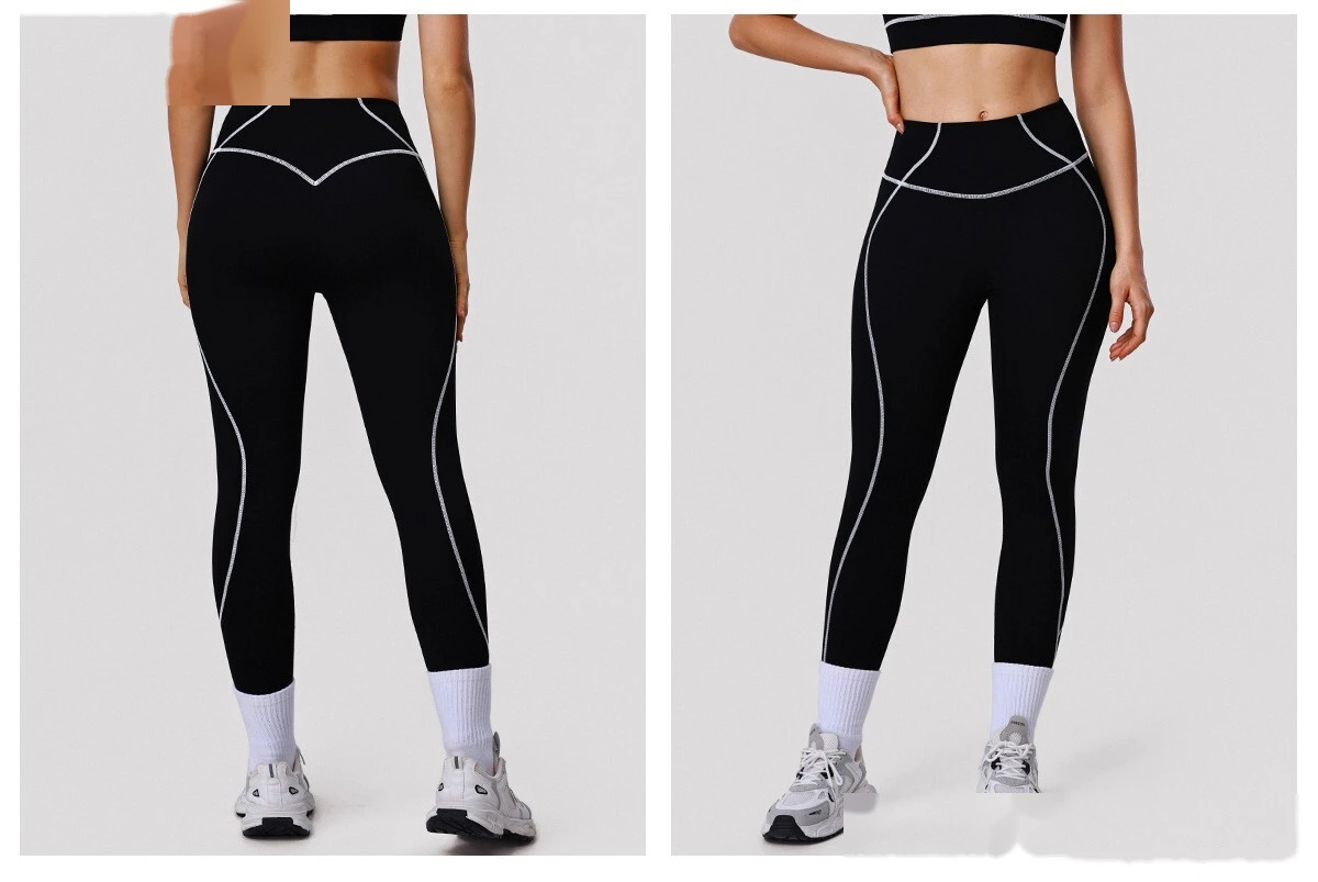 Bulk Custom Women's Yoga Leggings - High-Elastic Color Block Buttery Soft Fitness Pants detail