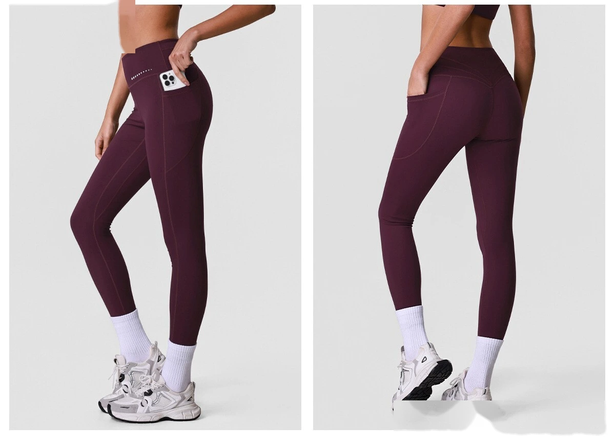 Women’s High Stretch Yoga Pants Butt Lifting Tummy Control with Side Pockets Quick Dry Fitness Sports Leggings detail