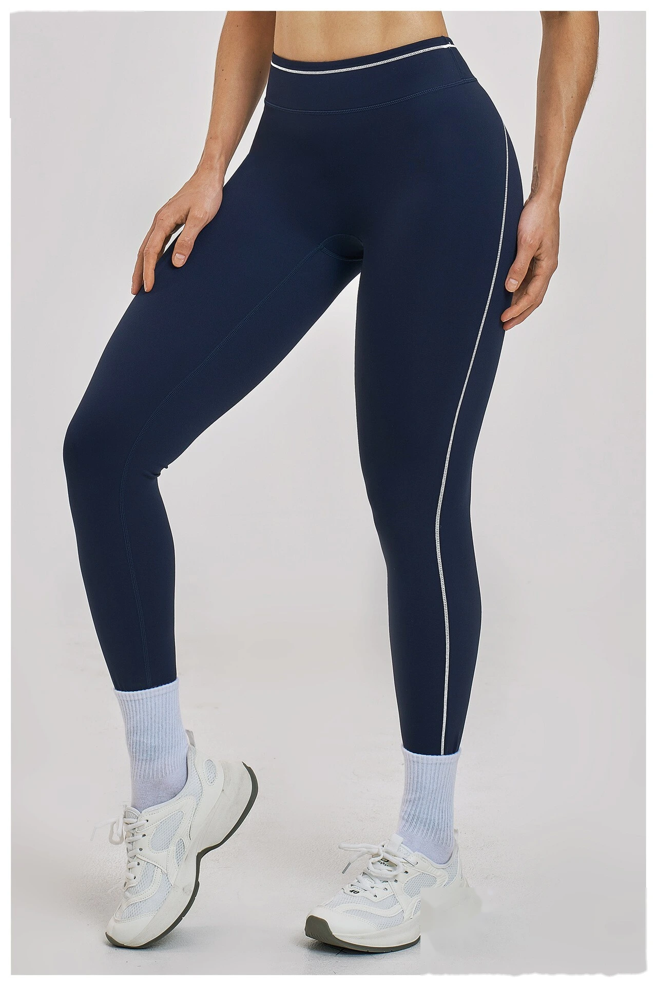 Custom Women’s High Waist Color Block Fitness Leggings Quick Dry Slim Workout Pants Running Sports Trousers detail