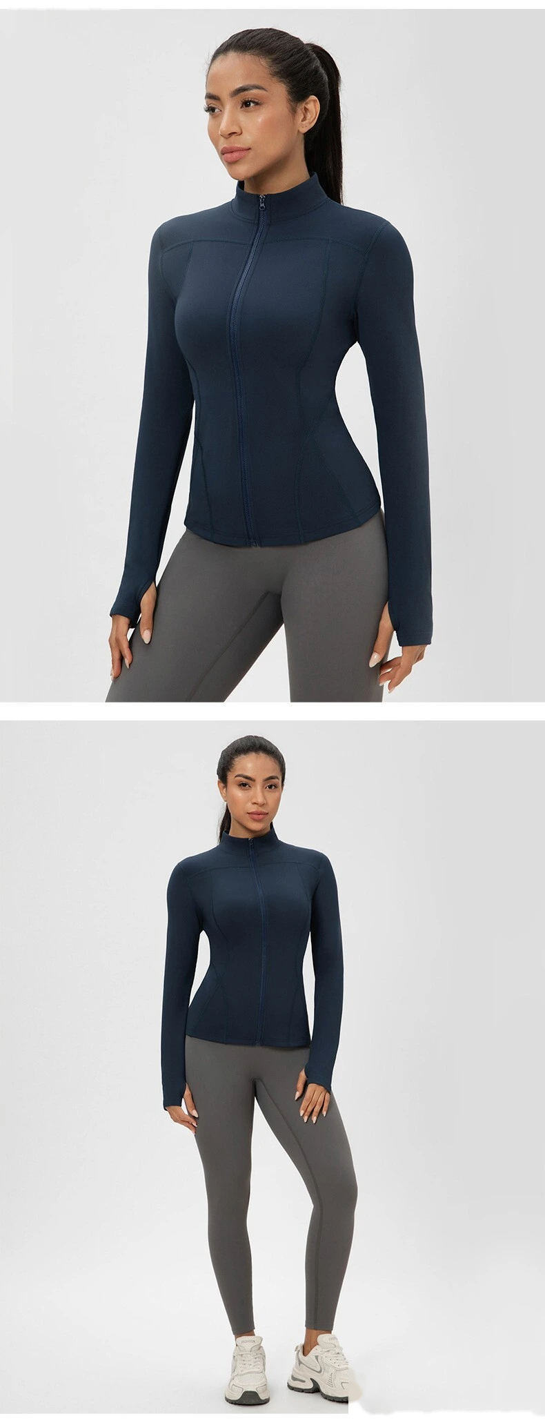 Customizable Women's Autumn-Winter Yoga Coat | Fleece Lined, Slim Waist, Warm Athletic Outerwear detail