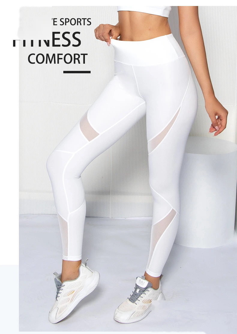 Womens high waisted mesh leggings butt lifting fitness pants detail