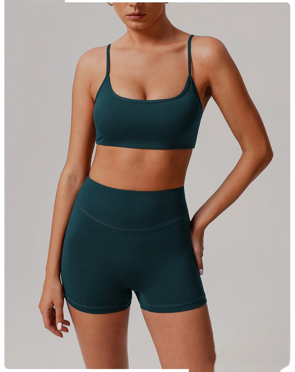 Custom tight nude yoga suit high elastic breathable fitness clothes outdoor body shaping running suit female detail