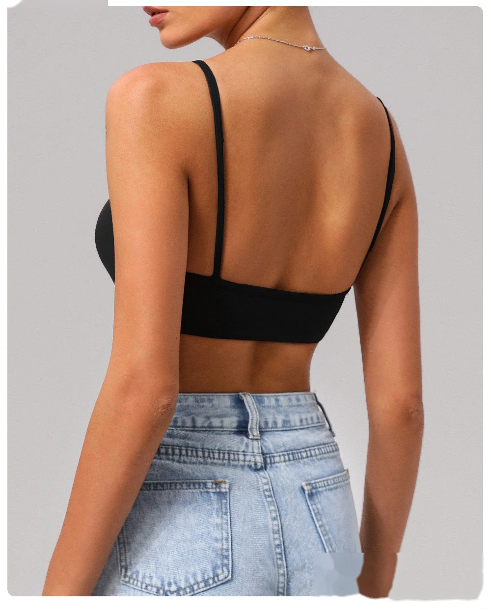 Customized beauty back sports bra nude yoga bra running fitness shirt sling yoga clothes detail