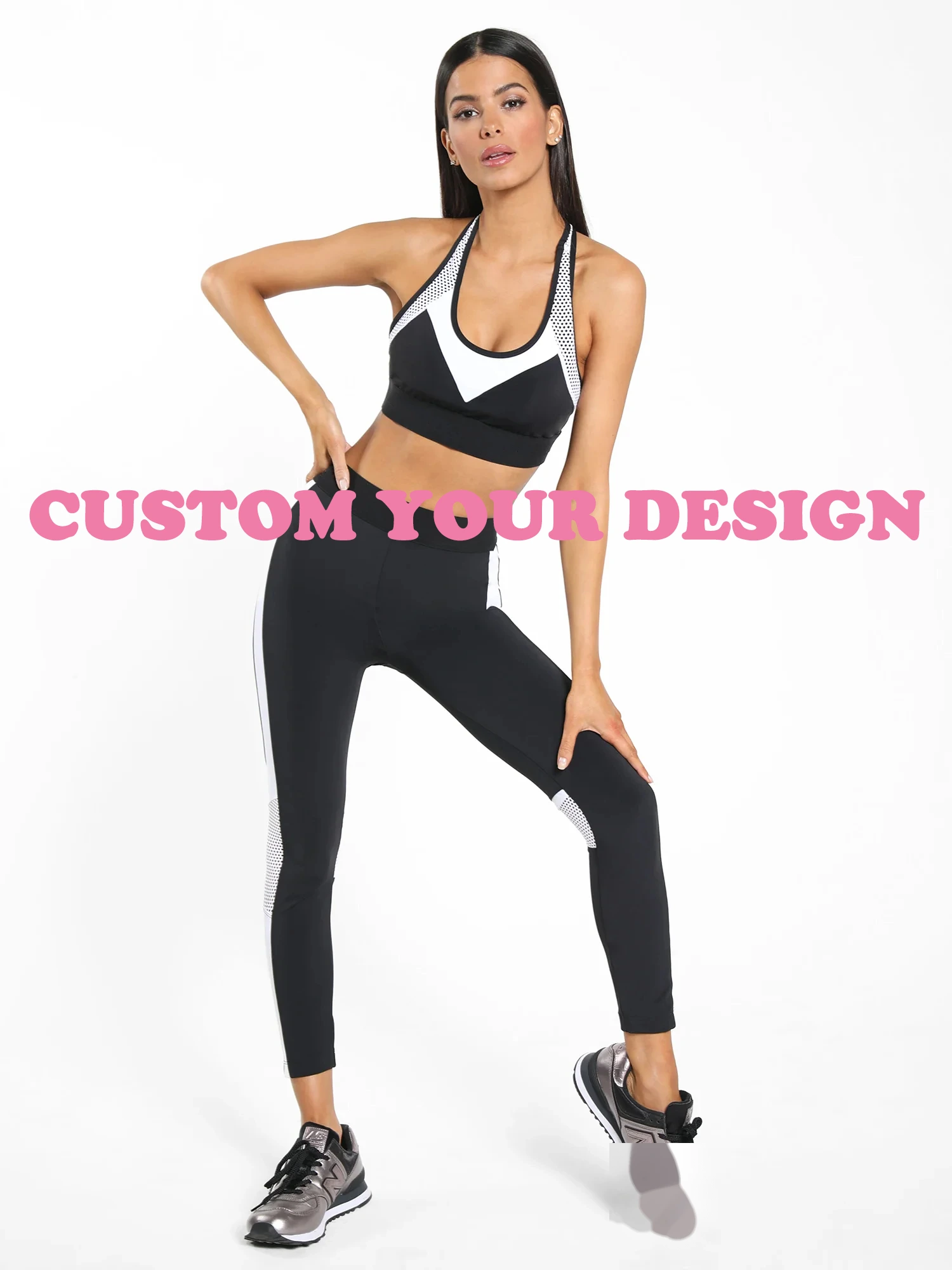 High elastic breathable fashion contrast yoga bra fitness pants yoga suit detail