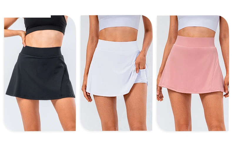 Women pleated tennis skirts athletic golf skorts with zip pocket detail