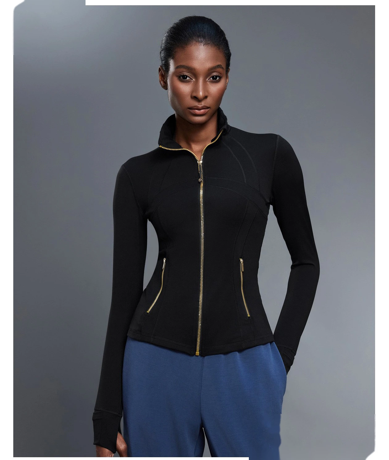 Women's Fall Yoga Jacket, Long Sleeve Stretchy Slim-Fit Outerwear for Outdoor Running & Fitness detail