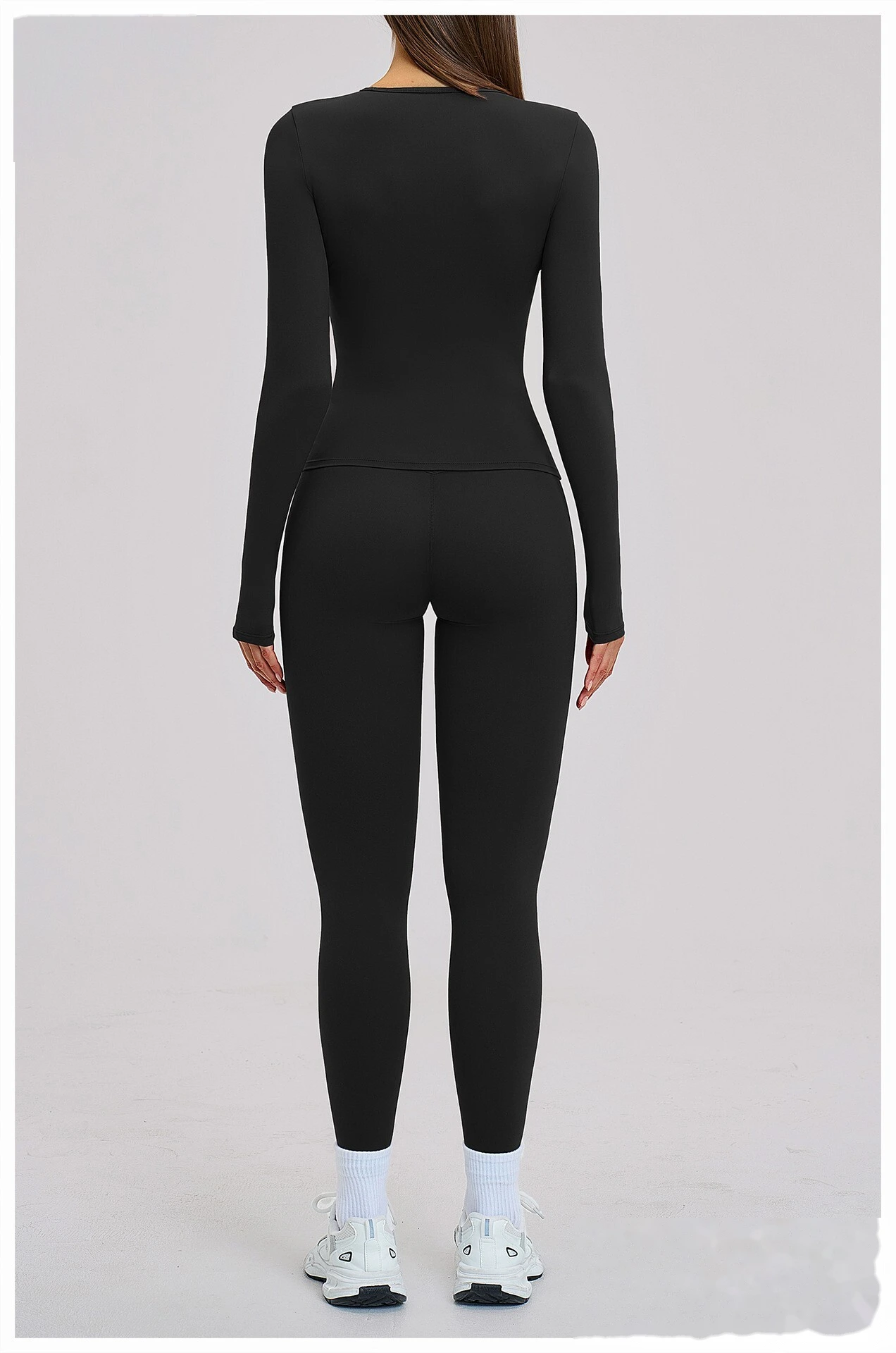 Custom Women's Yoga Set - High Stretch Tight Long Sleeve Top & Leggings for Outdoor Running Fitness detail