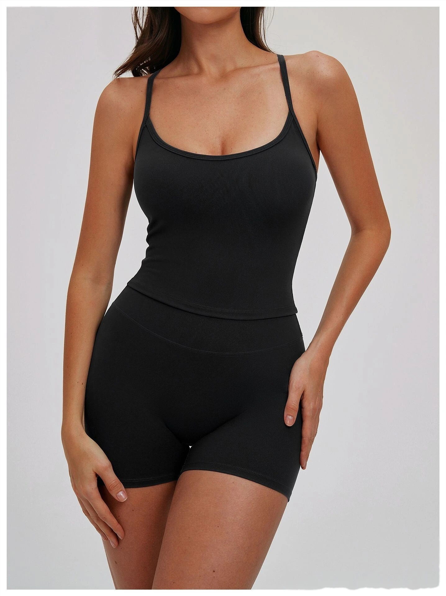 Custom Women's Fitted Yoga Tank Top Casual Versatile Thin Double Strap Sports Bra for Running Workout detail