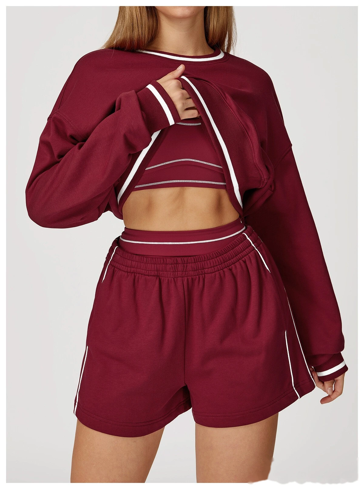 Customized contrast sports shorts, high waist, loose pocket pants, outdoor leisure and comfortable shorts. - allni detail
