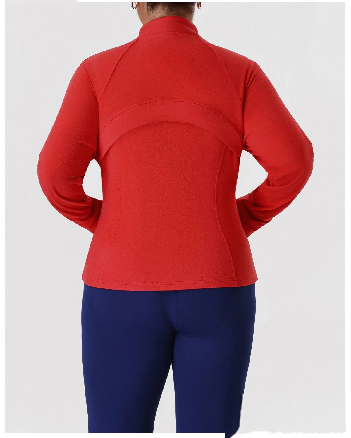 Custom Plus Size Slimming Fleece Sports Jacket for Women - Warm Figure-Hiding Stand Collar Plush Yoga Outerwear detail
