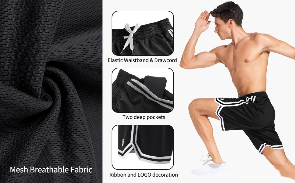 Basketball shorts pants quick-drying loose fitness plus size men's casual running pants detail