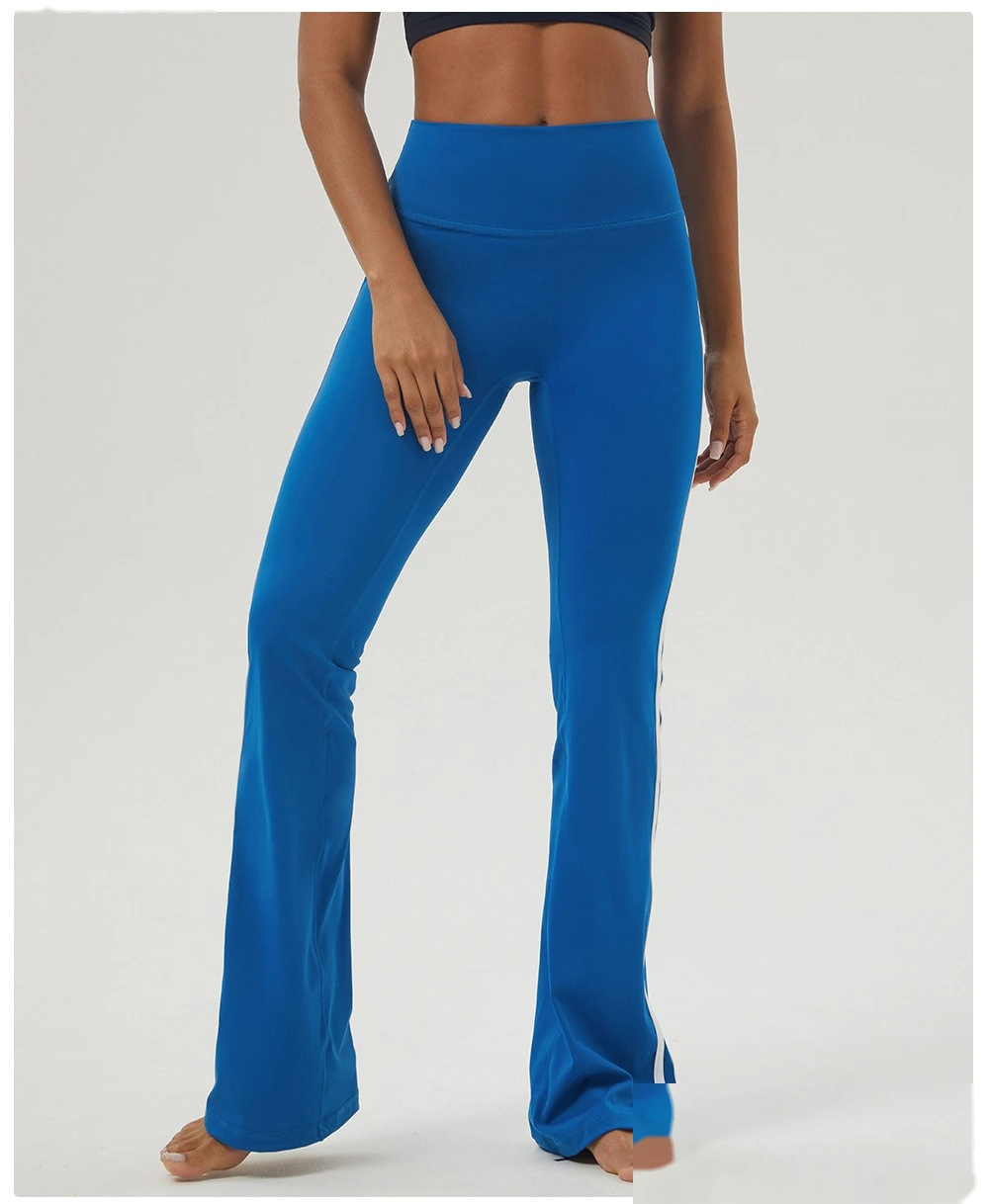 Custom contrast striped yoga bell bottoms hip indoor fitness dance pants sports casual bell bottoms. detail