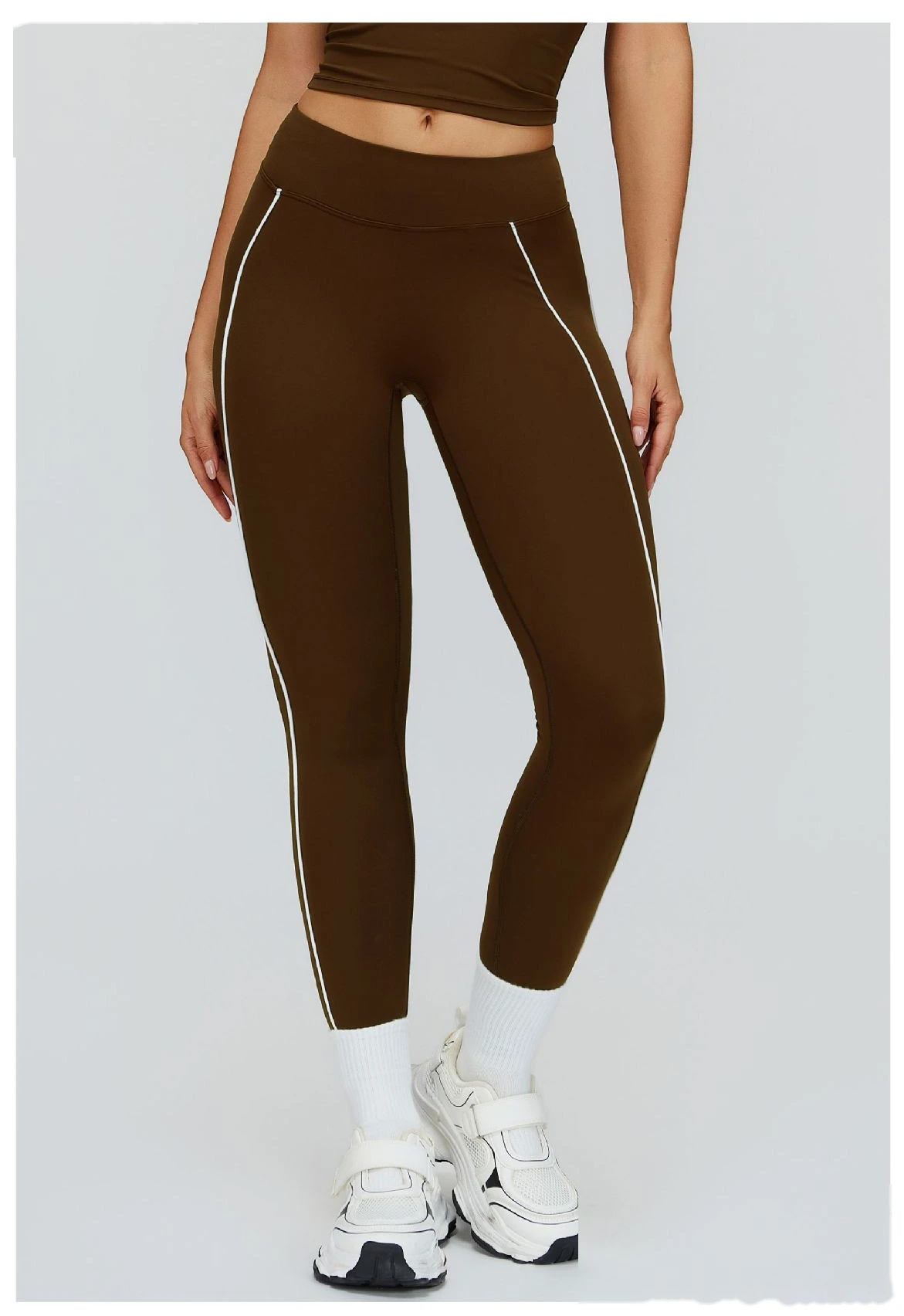 Custom Women’s Naked-Feel Tight Yoga Pants - Color Block High-Waisted Butt-Lifting Running Fitness Leggings detail