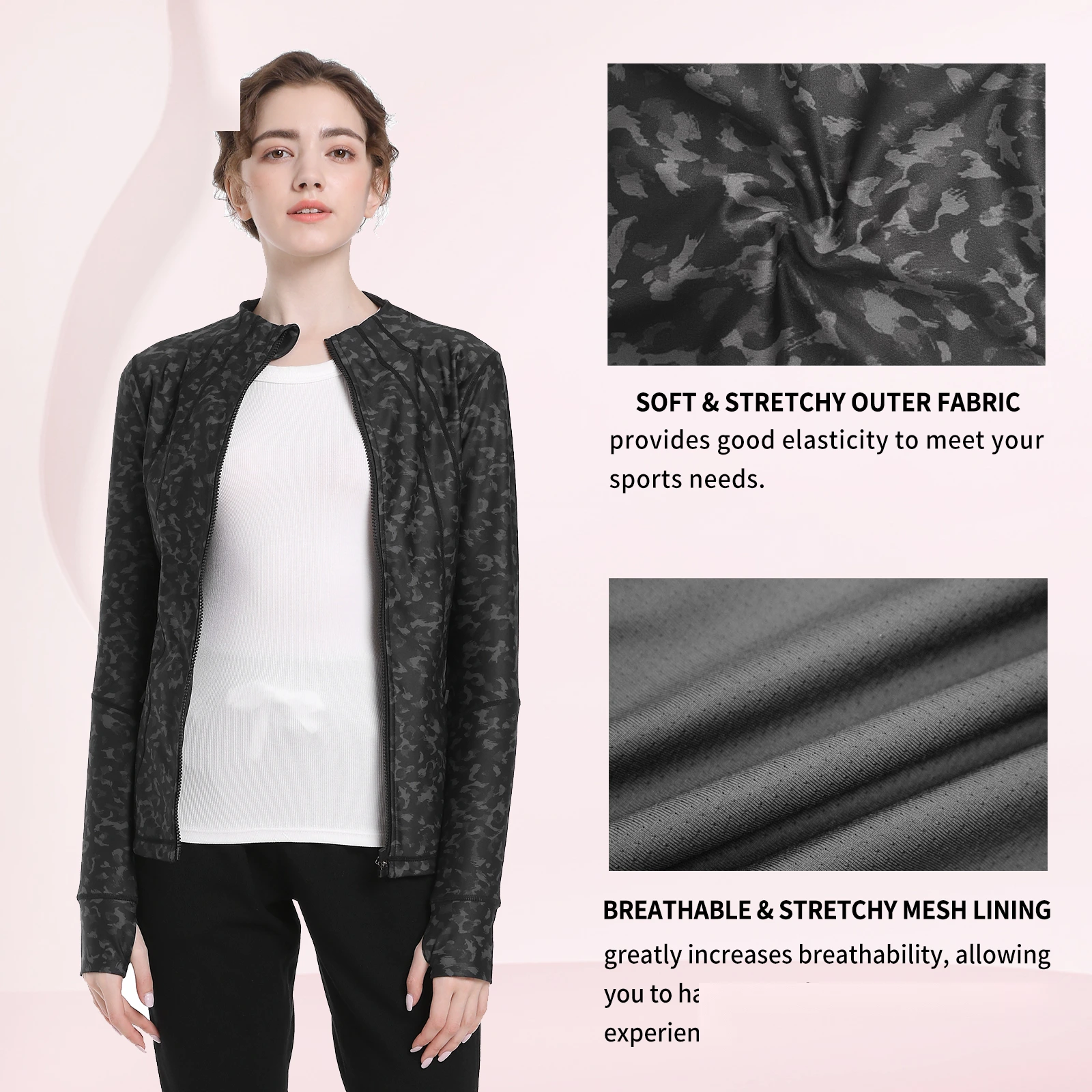 Autumn and winter new women's slim top sports casual jacket coat detail