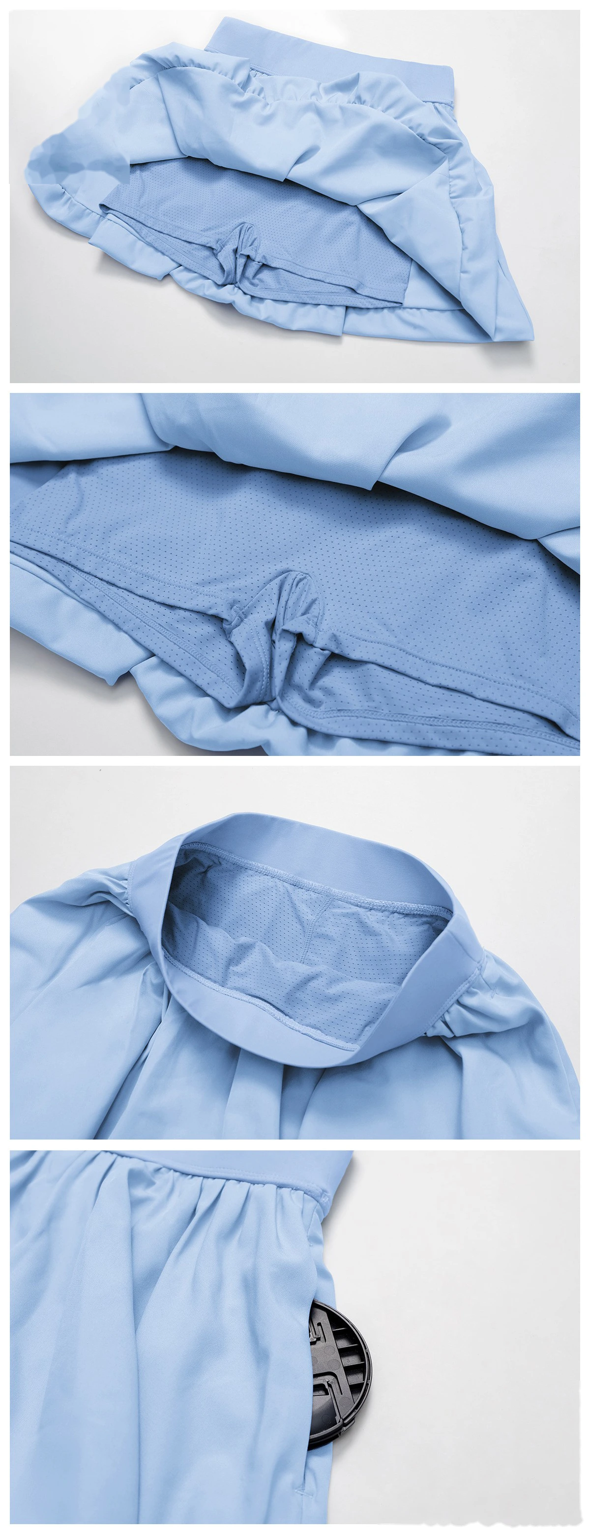 Tennis short skirt anti-exposure bottoming breathable pocket fluffy skirt running short skirt detail