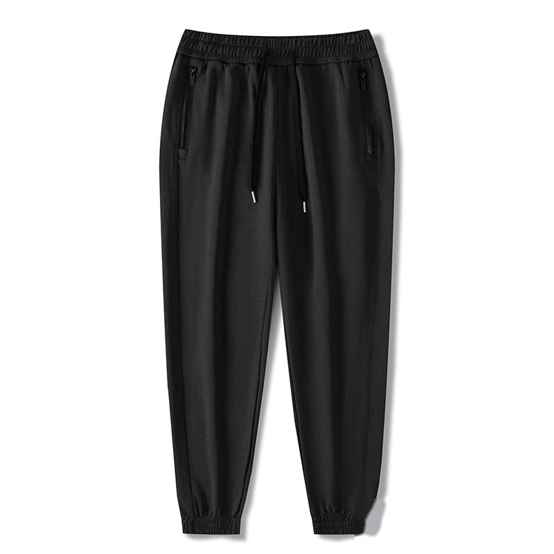 Men winter jogger pants loose running sweatpants with zip pockets detail