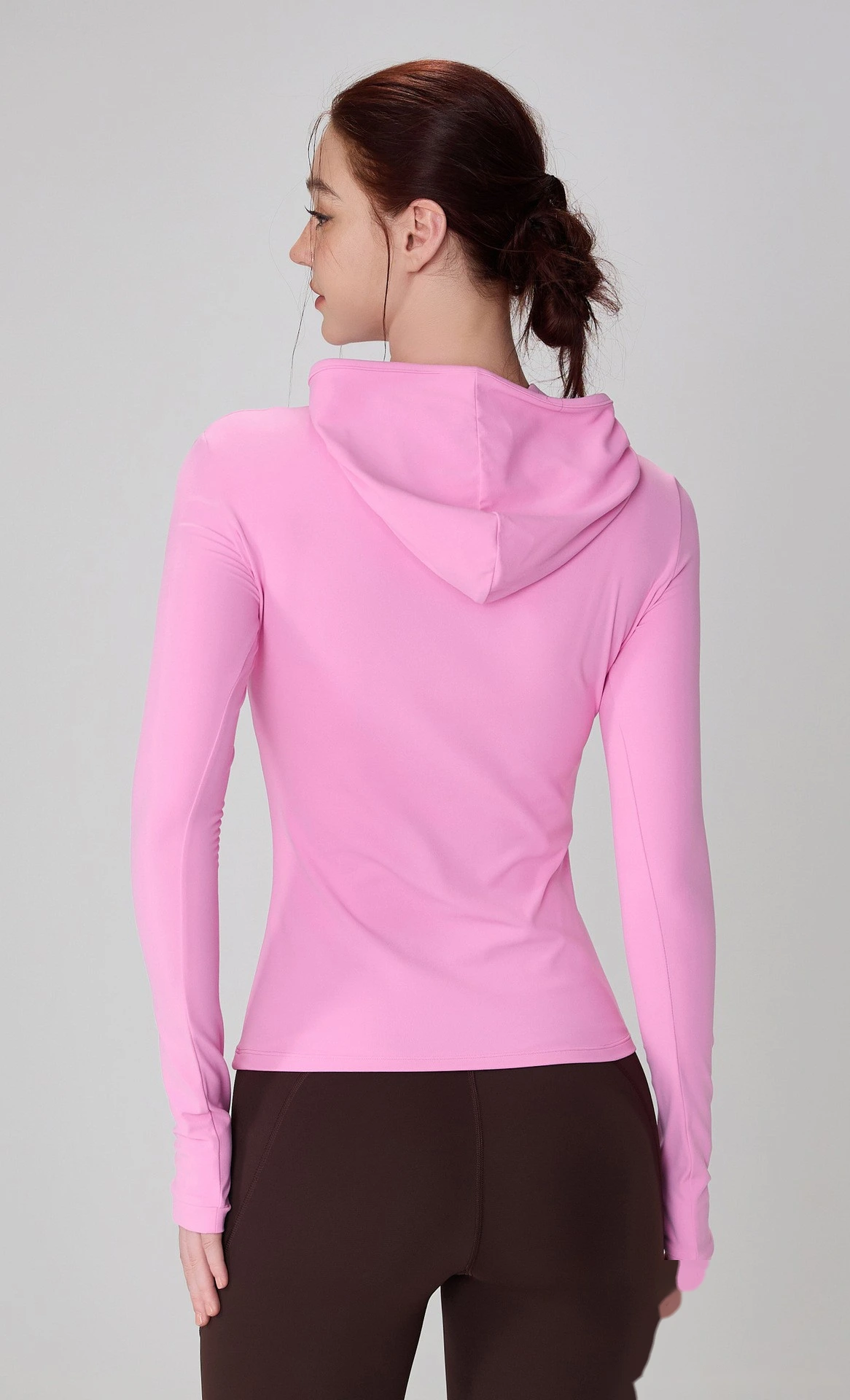 autumn hooded fitness suit Slim-fit Yoga with Finger Sleeve Training Running Shirt Female Autumn detail