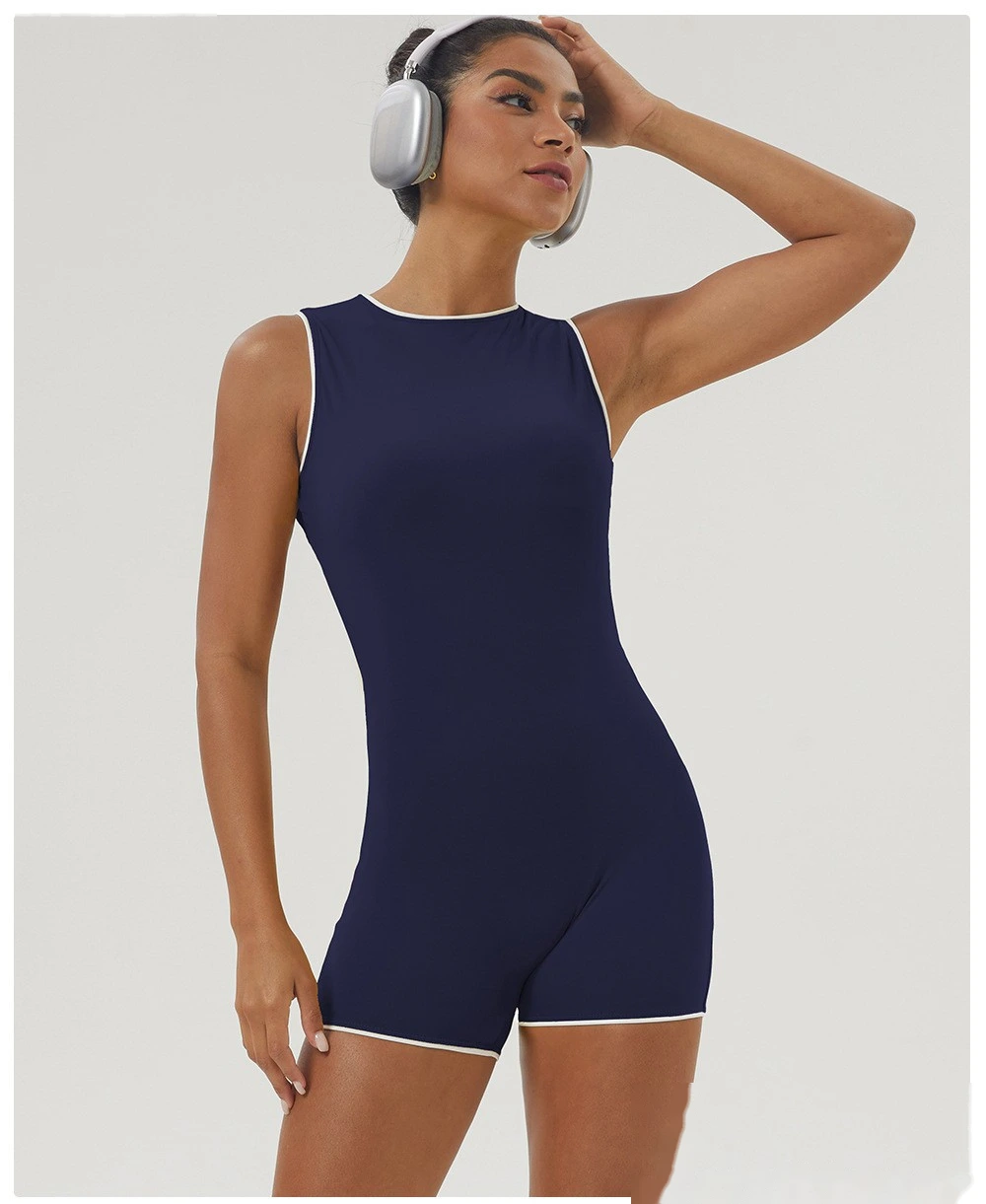 Customized color matching backless sports one-piece yoga fitness clothes sleeveless one-piece women detail