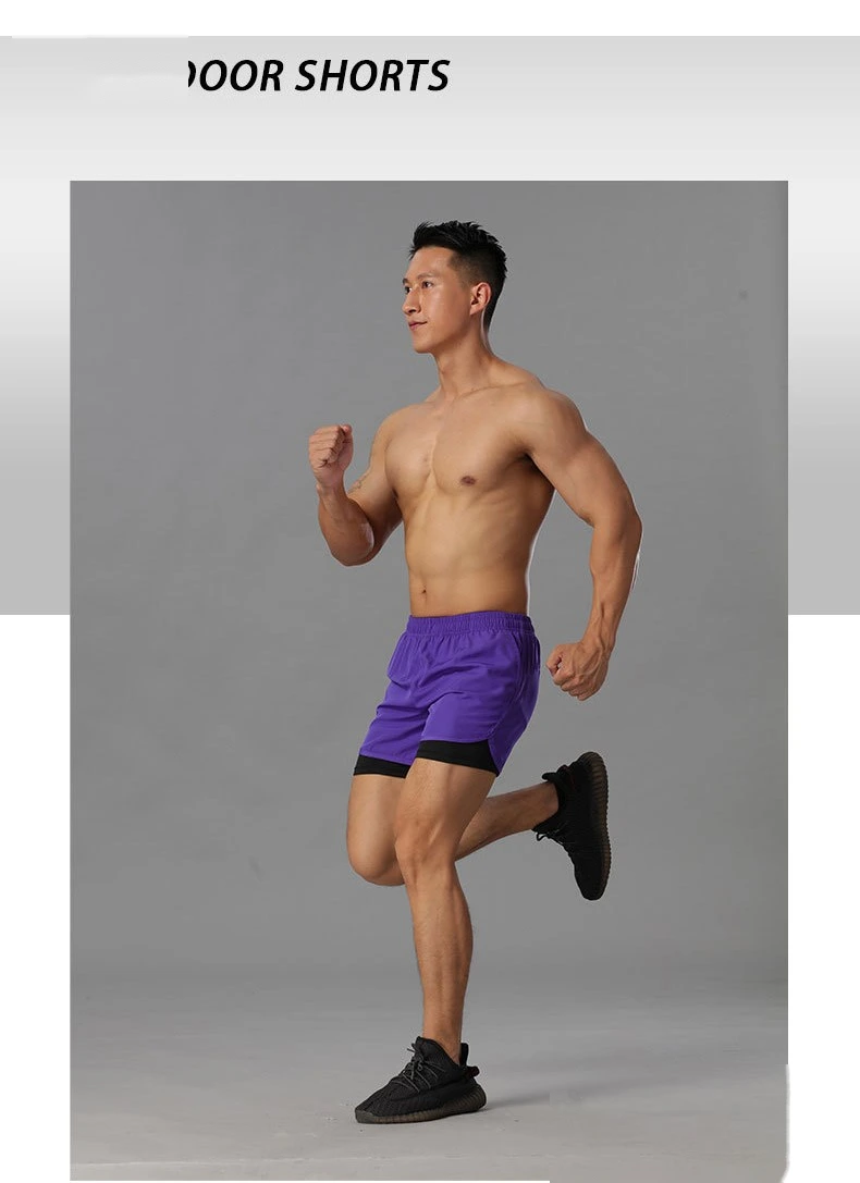 Sports 2 in 1 marathon training running quick dry loose athletic shorts detail