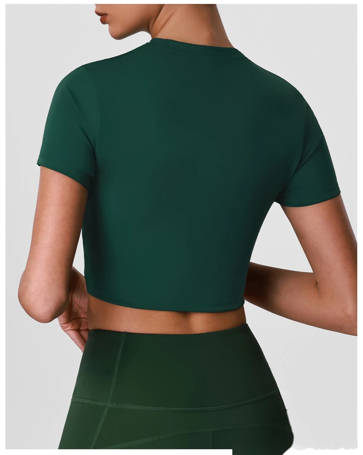 Women's Custom Waist Slimming Slim Fit Sports Fitness Short Sleeve, Casual Short Length Outdoor Yoga Top T-Shirt detail