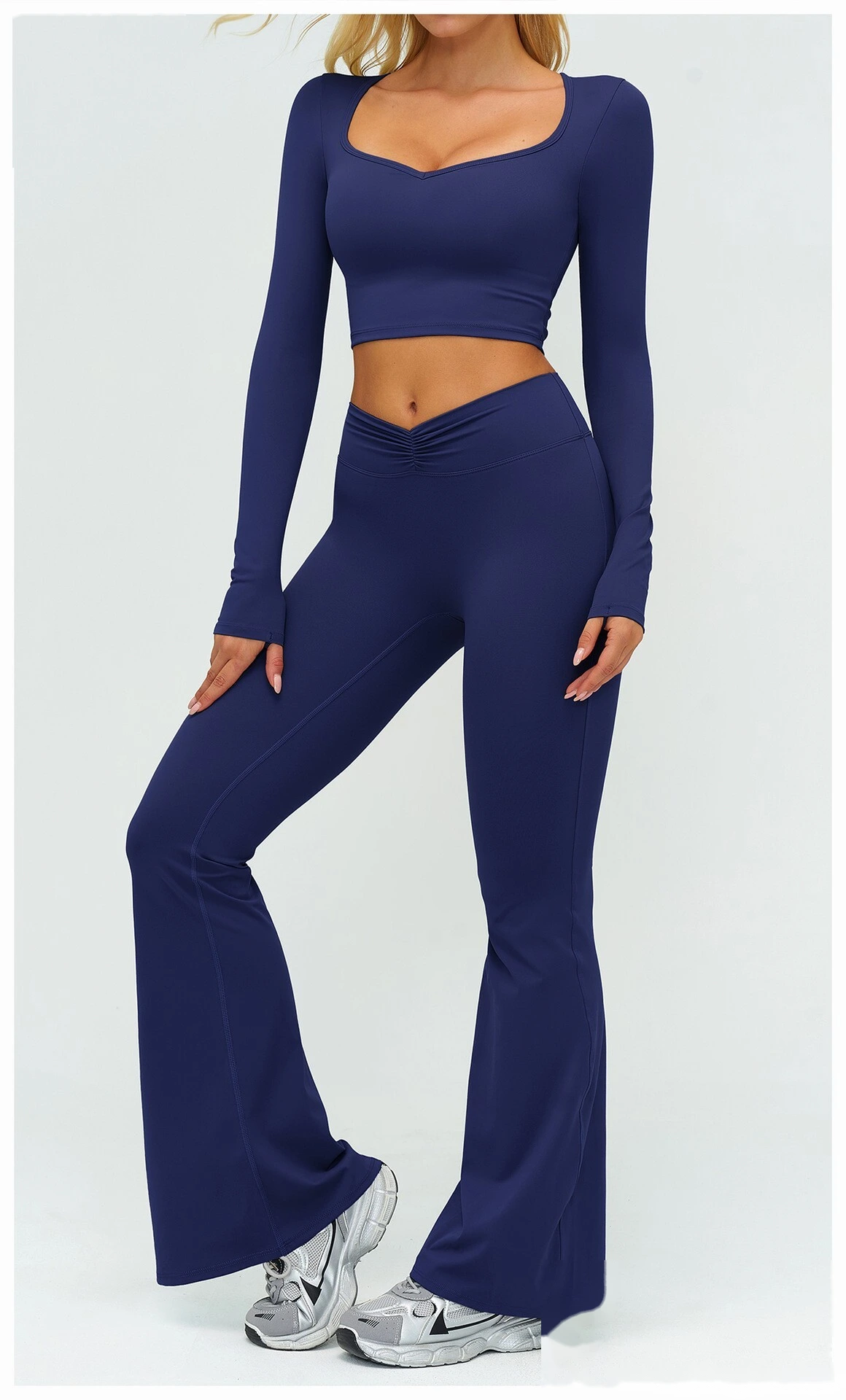 Women's High-Elastic Yoga Shirt - Customizable Slim-Fit Long Sleeve Workout Top for Running, Fitness & Casual Outings detail