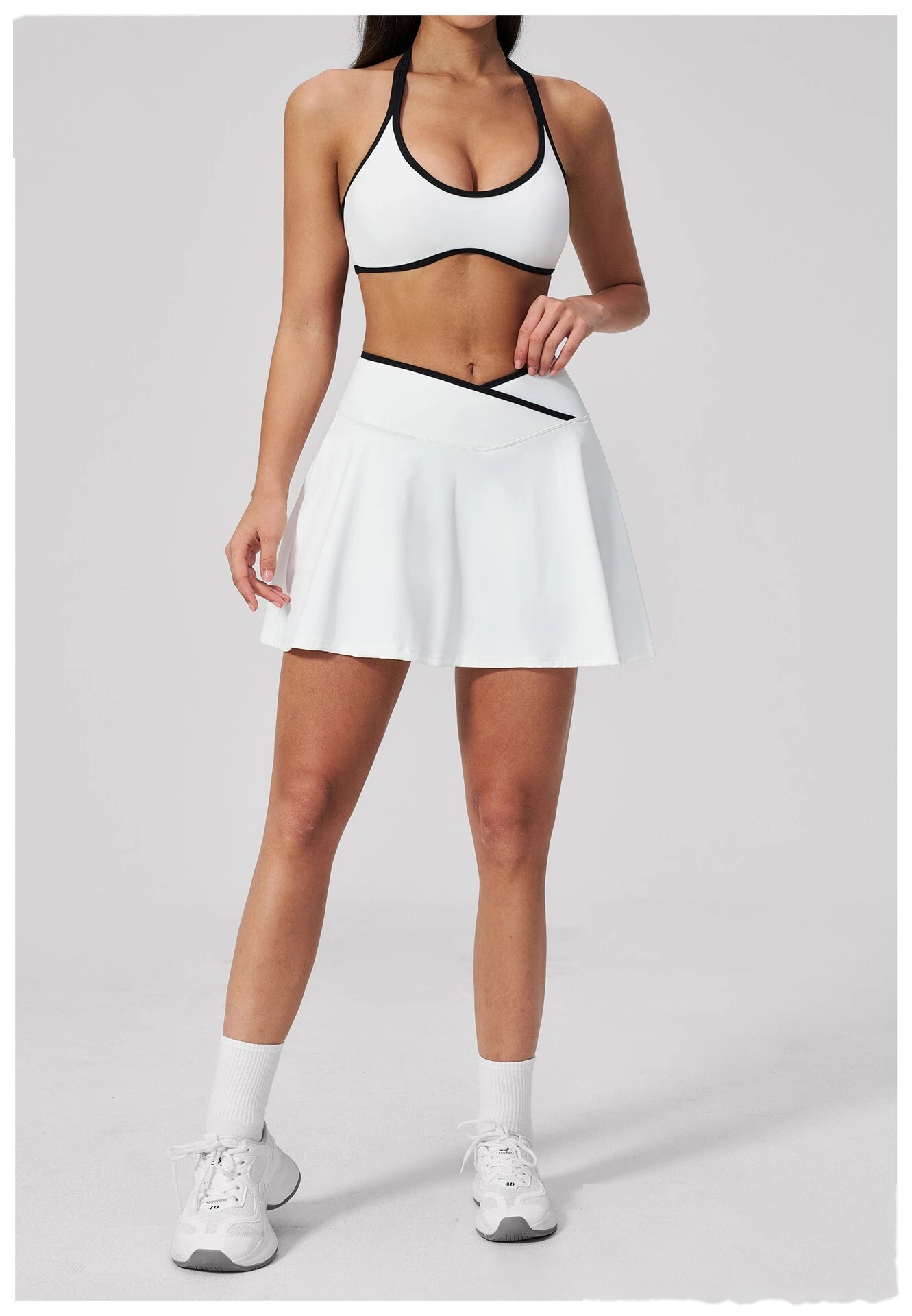 Women Pleated Sports Skort, Naked Feel Anti-Exposure Tennis Skirt for Yoga Fitness Daily Wear detail