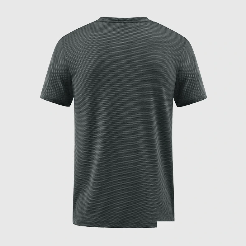 Mens round neck jacquard tshirt outdoor sports running t-shirt detail