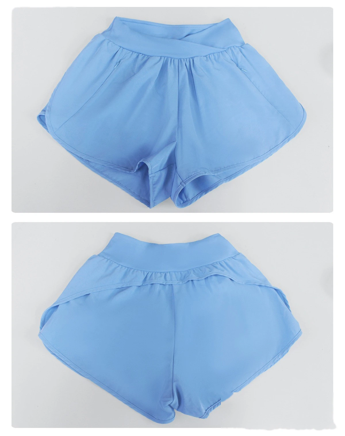 Summer Breathable Quick Dry Sports Yoga Shorts, Cross Waist Loose Casual Training Running Fitness Shorts detail