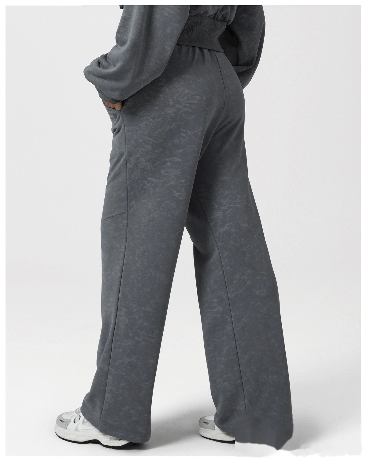 Autumn & Winter Women’s American-Style High-Waisted Pants - Tie-Dye Printed Loose Straight-Leg Gym Wide-Leg Trousers detail