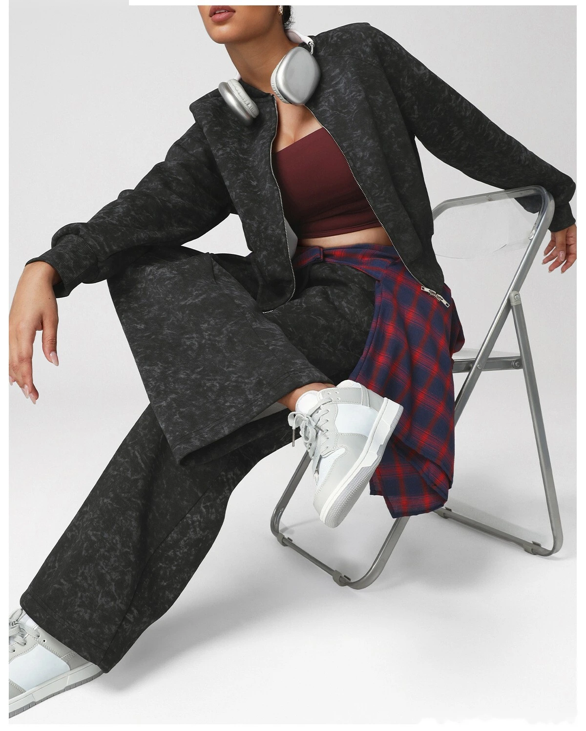 Customizable EU-US Tie-Dye Yoga Suit | Women's Autumn-Winter Fitness Hoodie Set, Running & Casual Wear detail