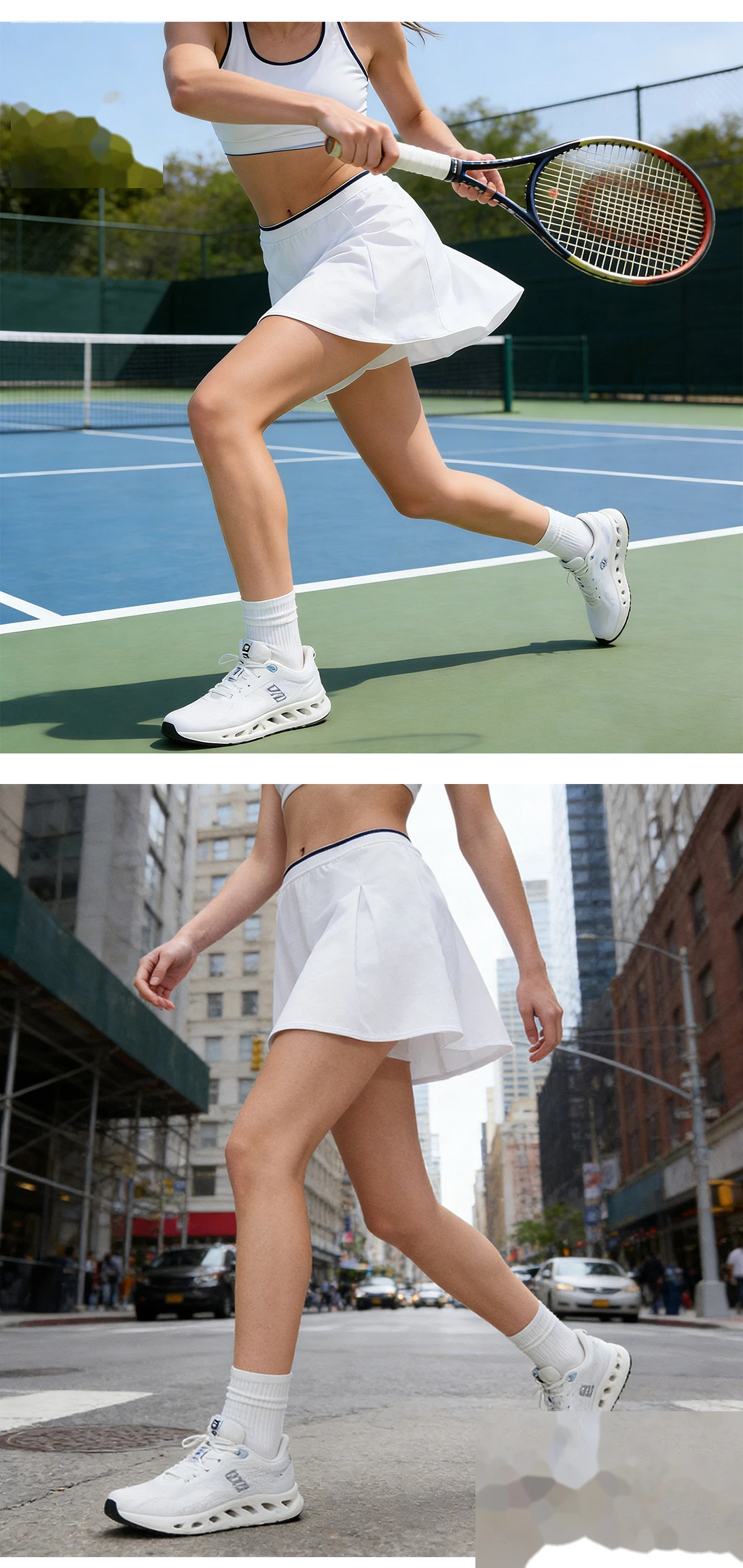 Bulk Custom A-Line Yoga Sports Skirt - Women's Color Block High-Waisted Sweat-Wicking Anti-Chafe Tennis Skort detail