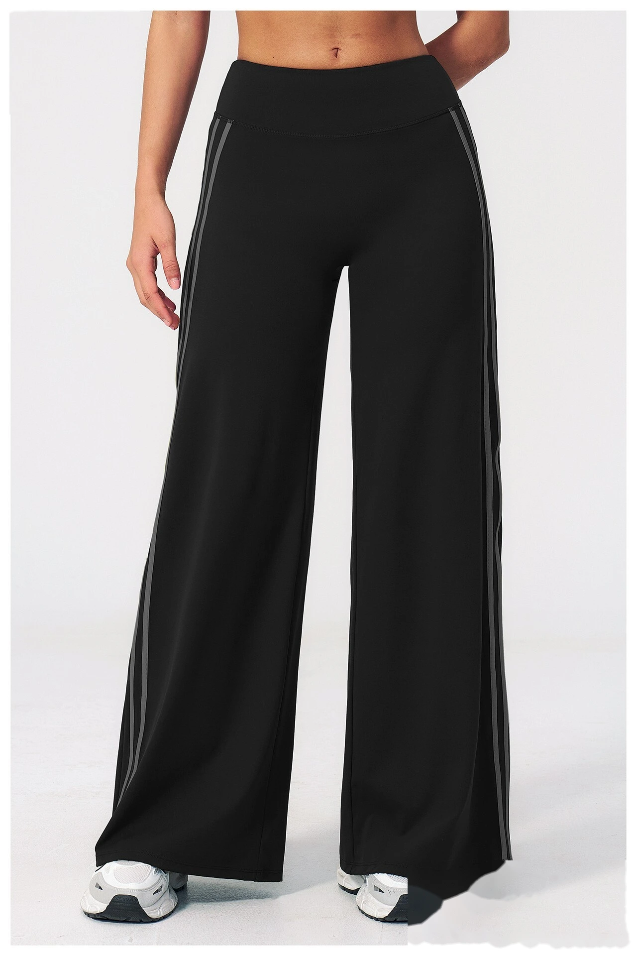 High Waist Hip Lifting Flare Yoga Pants, Color Block Naked Feel Slimming Workout Wide Leg Trousers detail